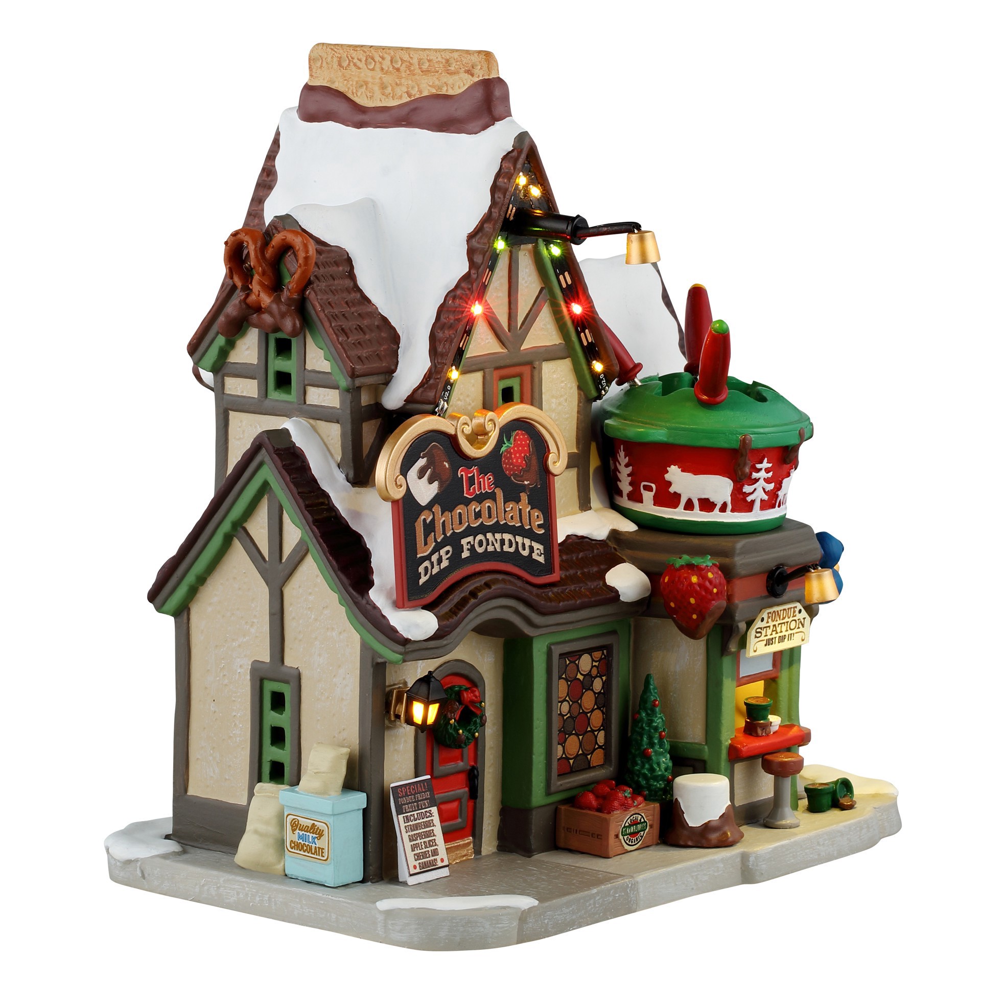 slide 3 of 5, Lemax Vail Village Chocolate Dip Fondue, 7.01 in x 6.54 in x 4.45 in