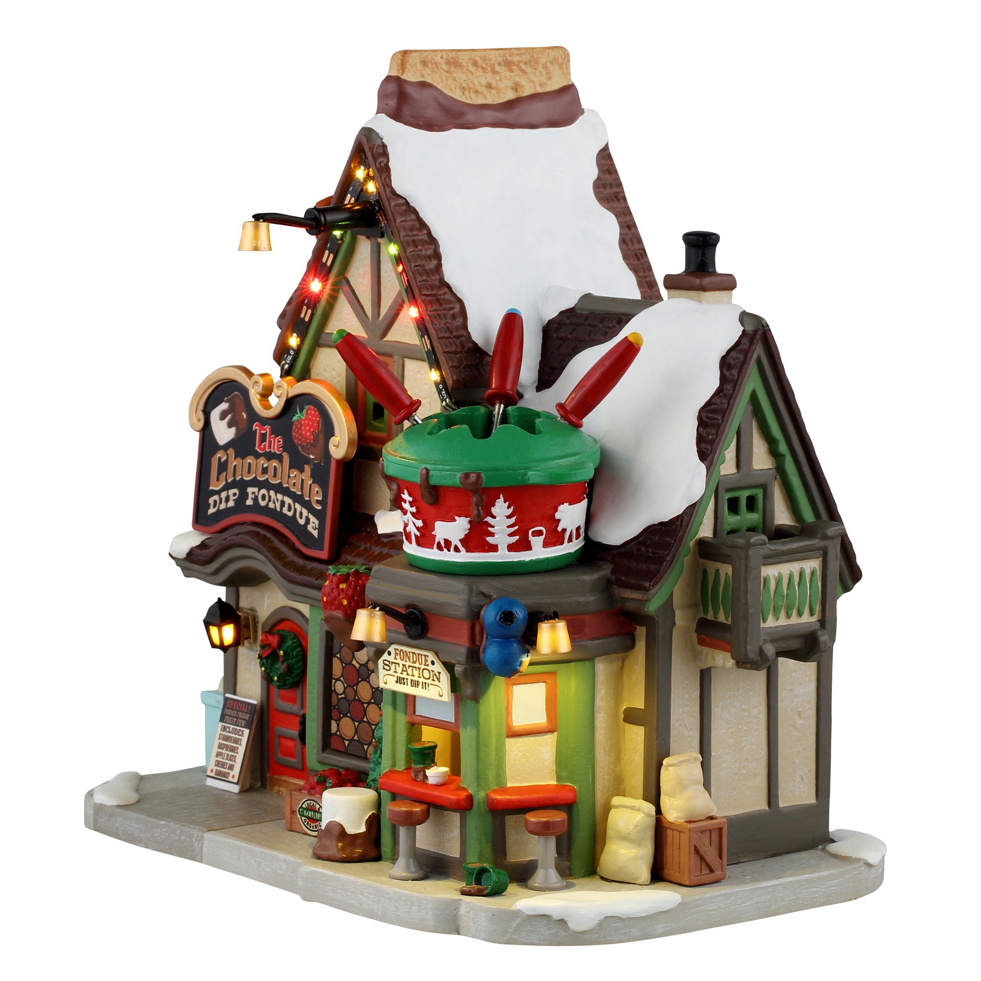 slide 2 of 5, Lemax Vail Village Chocolate Dip Fondue, 7.01 in x 6.54 in x 4.45 in