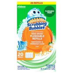 Scrubbing Bubbles Fresh Brush Toilet Cleaning System, Citrus Scent, Flushable Refill Pads, 20 Count