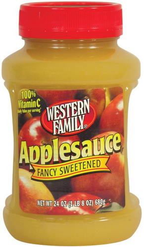 slide 1 of 1, Western Family Applesauce Fancy Sweetened, 24 oz