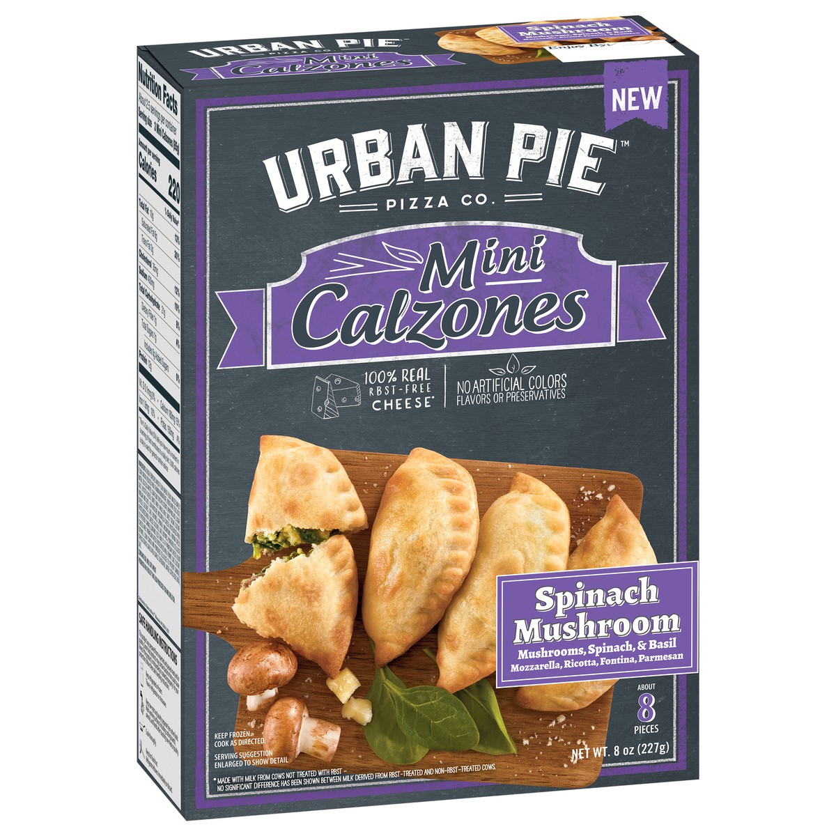 slide 6 of 15, Urban Pie Pizza Co. Mini Spinach Mushroom Calzones 8 oz, 8 oz