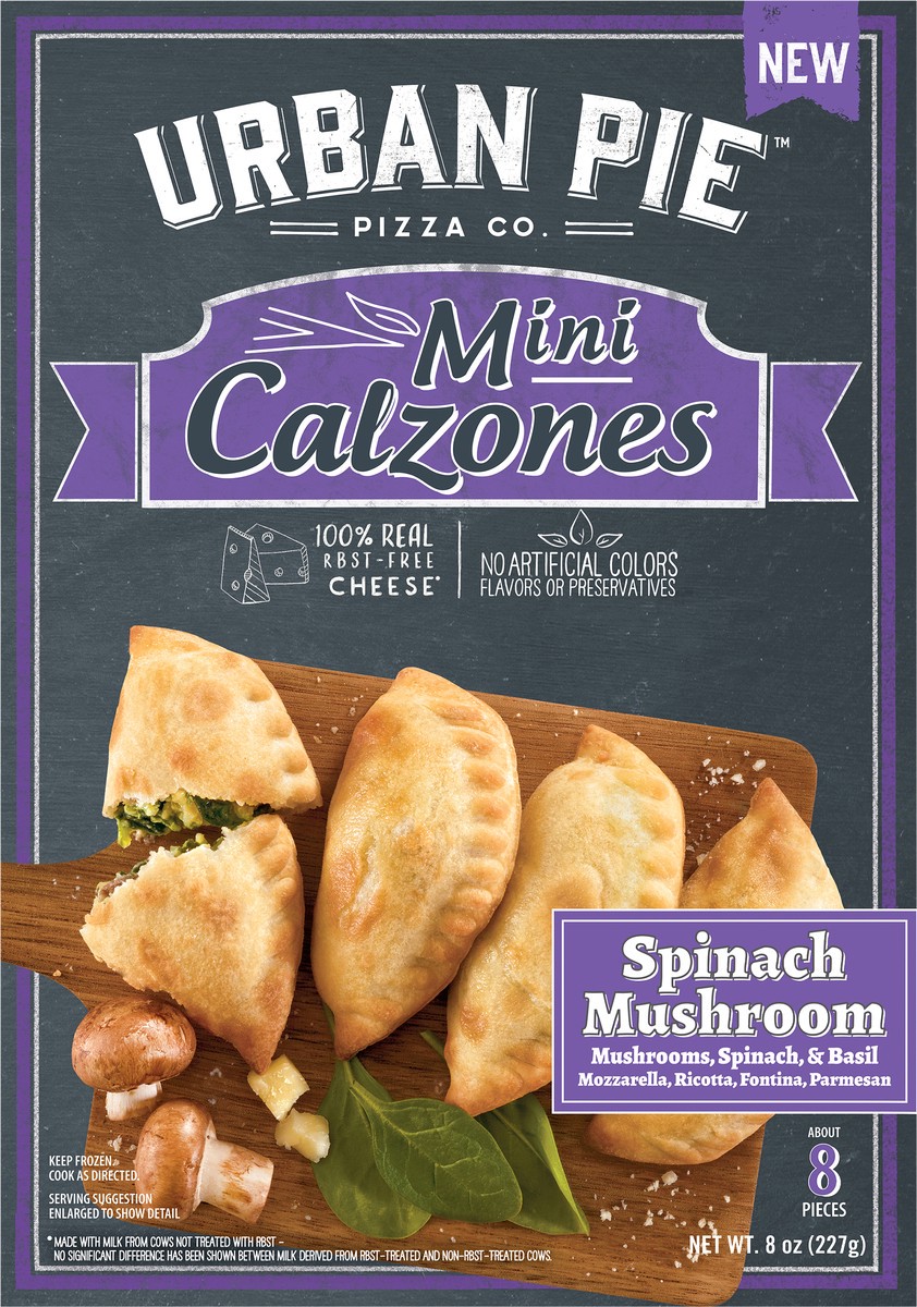 slide 15 of 15, Urban Pie Pizza Co. Mini Spinach Mushroom Calzones 8 oz, 8 oz