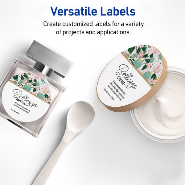 slide 3 of 9, Avery Printable Labels With Sure Feed, Round, 3"" Diameter, Matte White, Pack Of 150, 150 ct