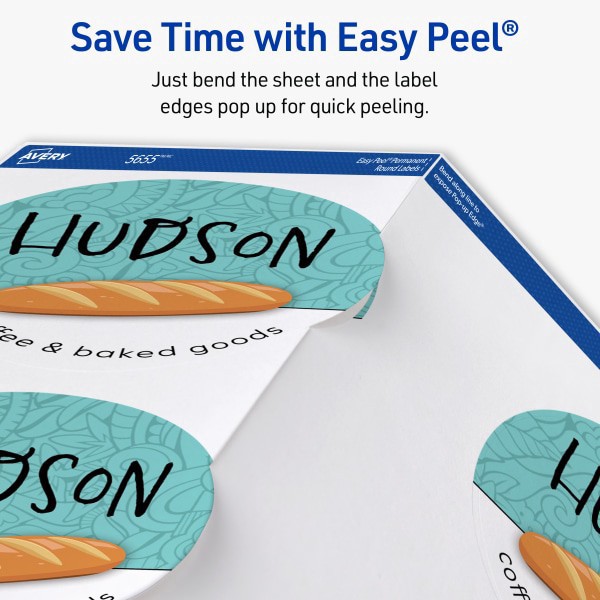 slide 7 of 9, Avery Printable Labels With Sure Feed, Round, 3"" Diameter, Matte White, Pack Of 150, 150 ct