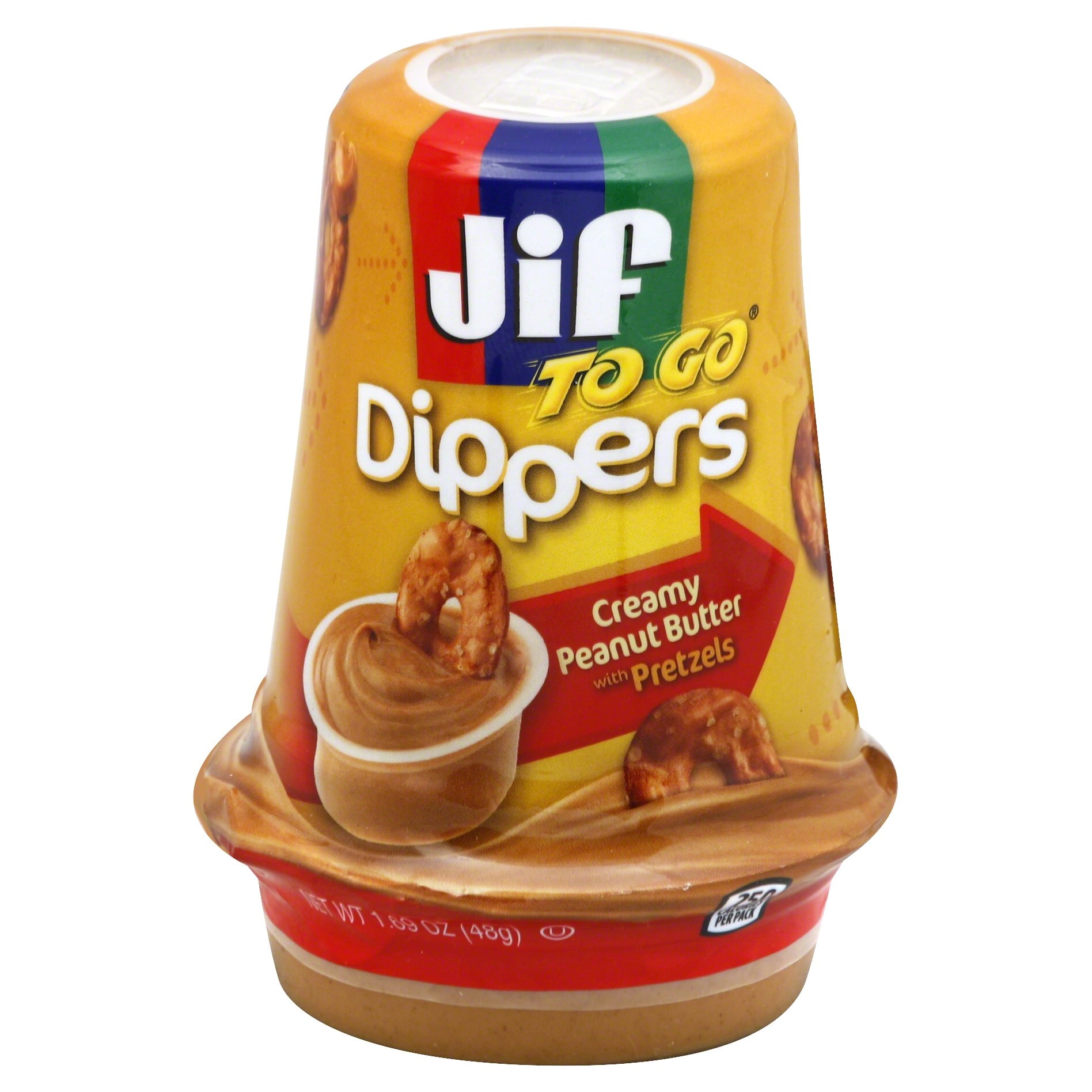 slide 1 of 2, Jif Dippers Creamy Peanut Butter with Pretzels, 1.69 oz