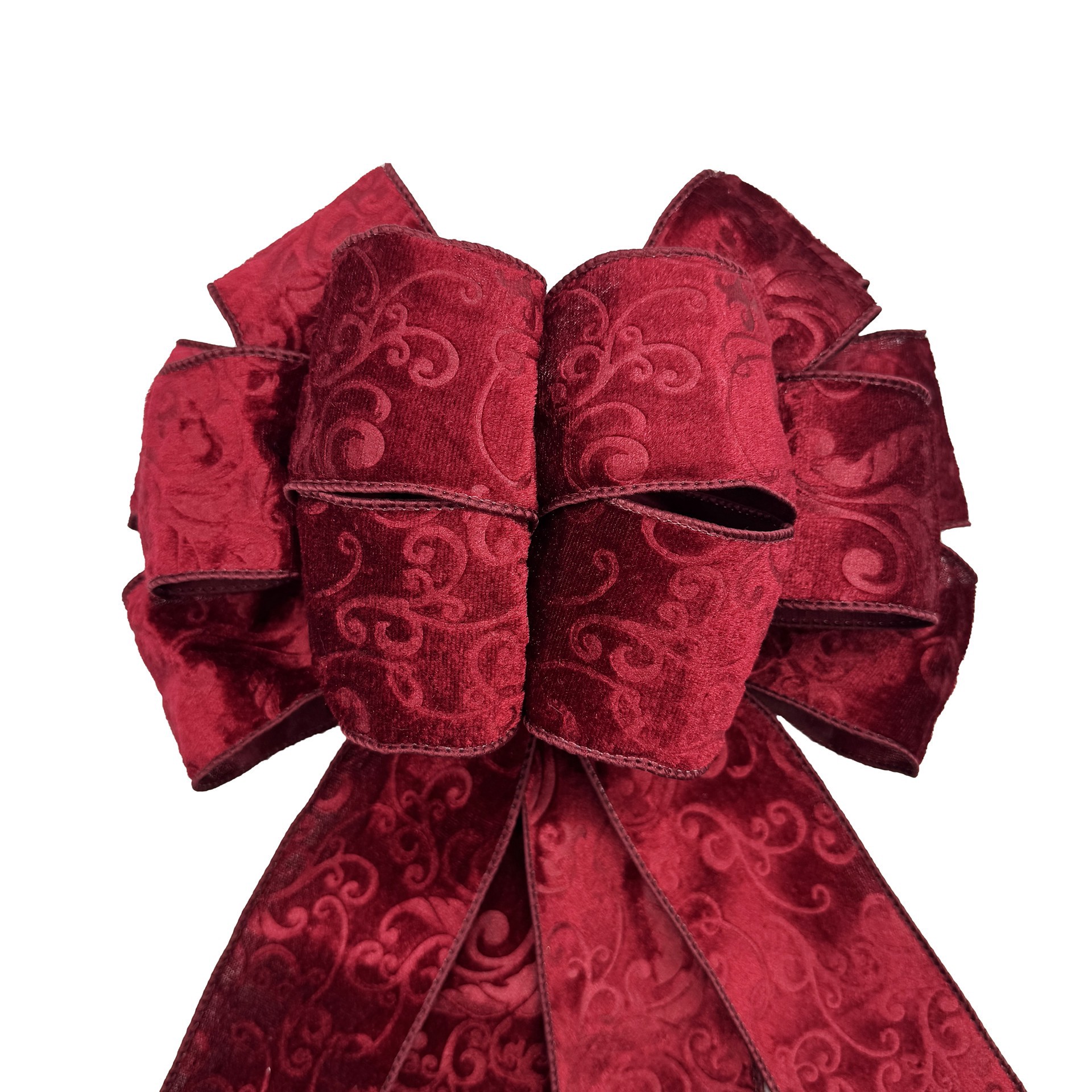 slide 2 of 4, 20.5" Burgundy Embossed Velvet Tree Bow By Celebrate It, 11 in x 20.5 in