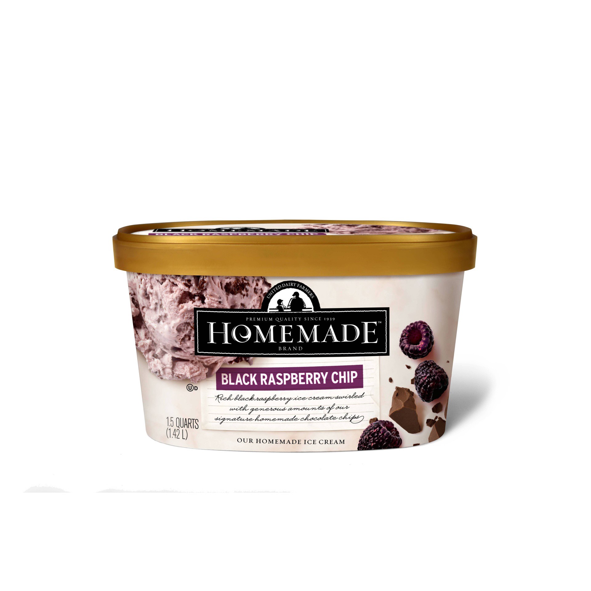 slide 1 of 4, United Dairy Homemade Brand Black Raspberry Chip Ice Cream, 48 oz