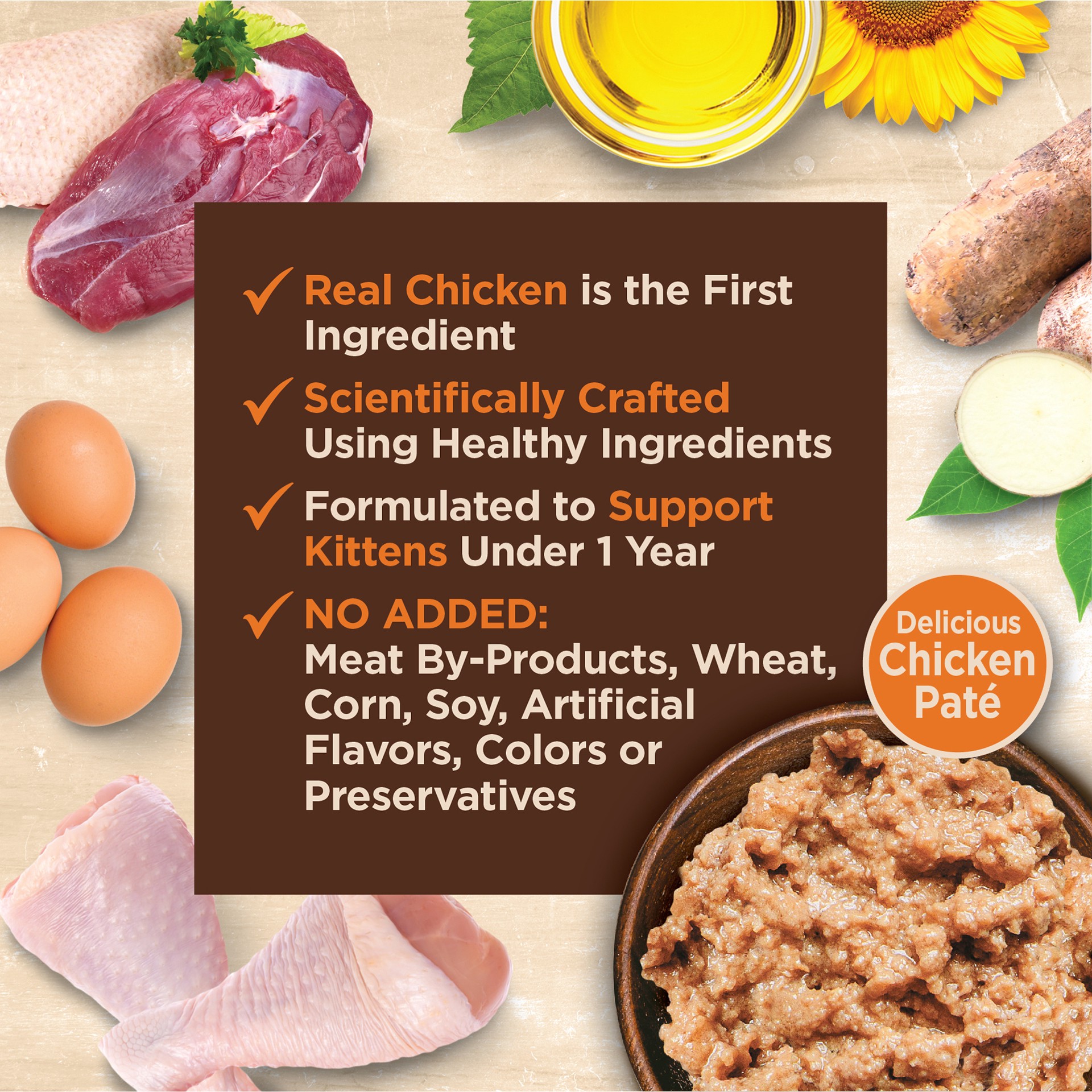 slide 8 of 8, Wellness CORE Tiny Tasters Pate Kitten Wet Cat Food, Natural, Protein-Rich, Grain Free, 1.75-Ounce Pouch, 12 Pack, (Chicken), 1 ct