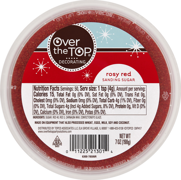 slide 1 of 1, Over The Top Rosy Red Sanding Sugar, 7 oz