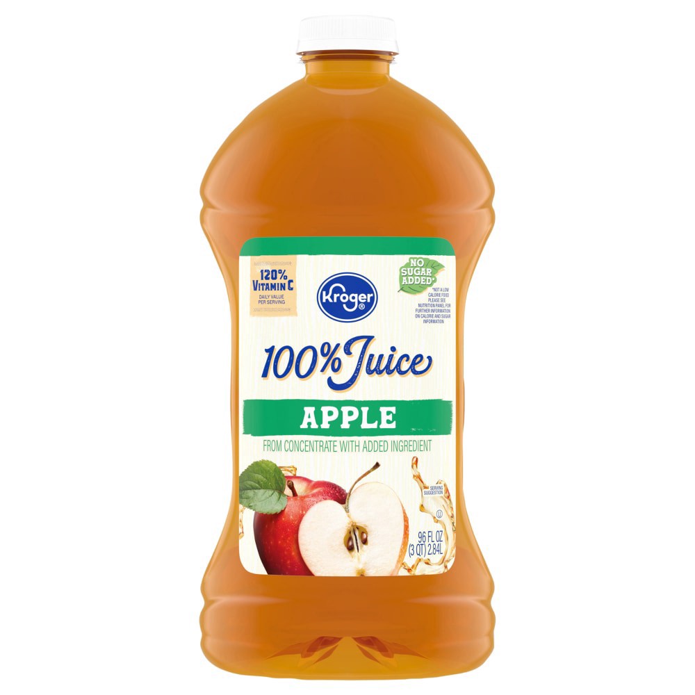 slide 1 of 1, Kroger® 100% Apple Juice Bottle, 96 fl oz