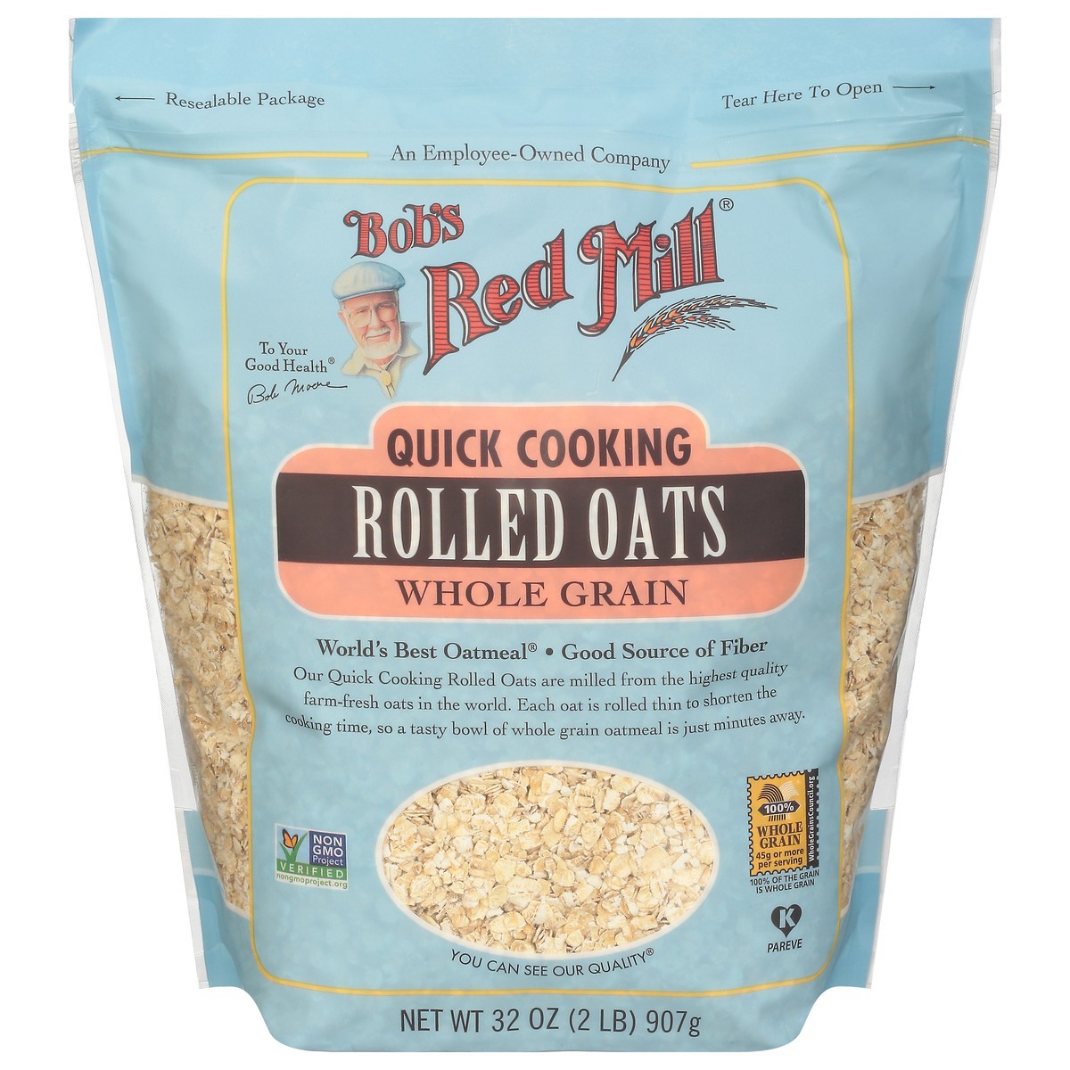 slide 1 of 1, Bob's Red Mill Whole Grain Quick Cooking Rolled Oats 32 oz, 32 oz