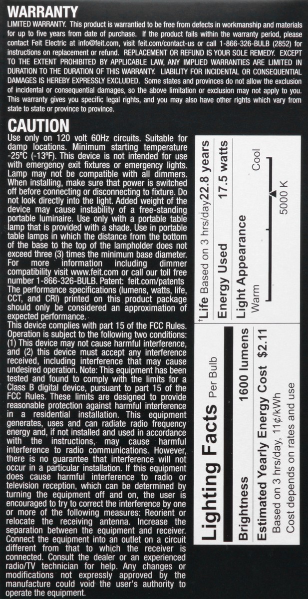 slide 10 of 11, Feit Electric Enhance 17.5 Watts LED Daylight Bulb 1 ea, 1 ct