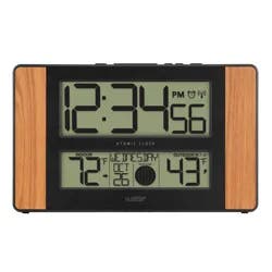 La Crosse Atomic Digital Clock with Moon Phase & I/O Temp - Brown / Black