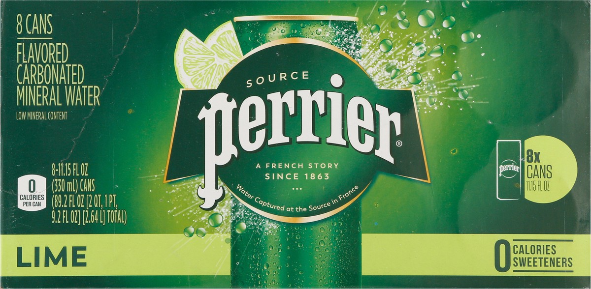 slide 4 of 9, Perrier Lime Flavored Sparkling Water Cans - 89.2 oz, 89.2 oz