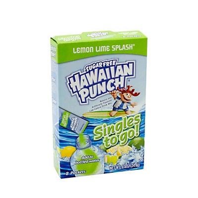 slide 1 of 1, Hawaiian Punch Singles To Go! Low Calorie Drink Mix Sugar Free Lemon Lime Splash, 8 ct