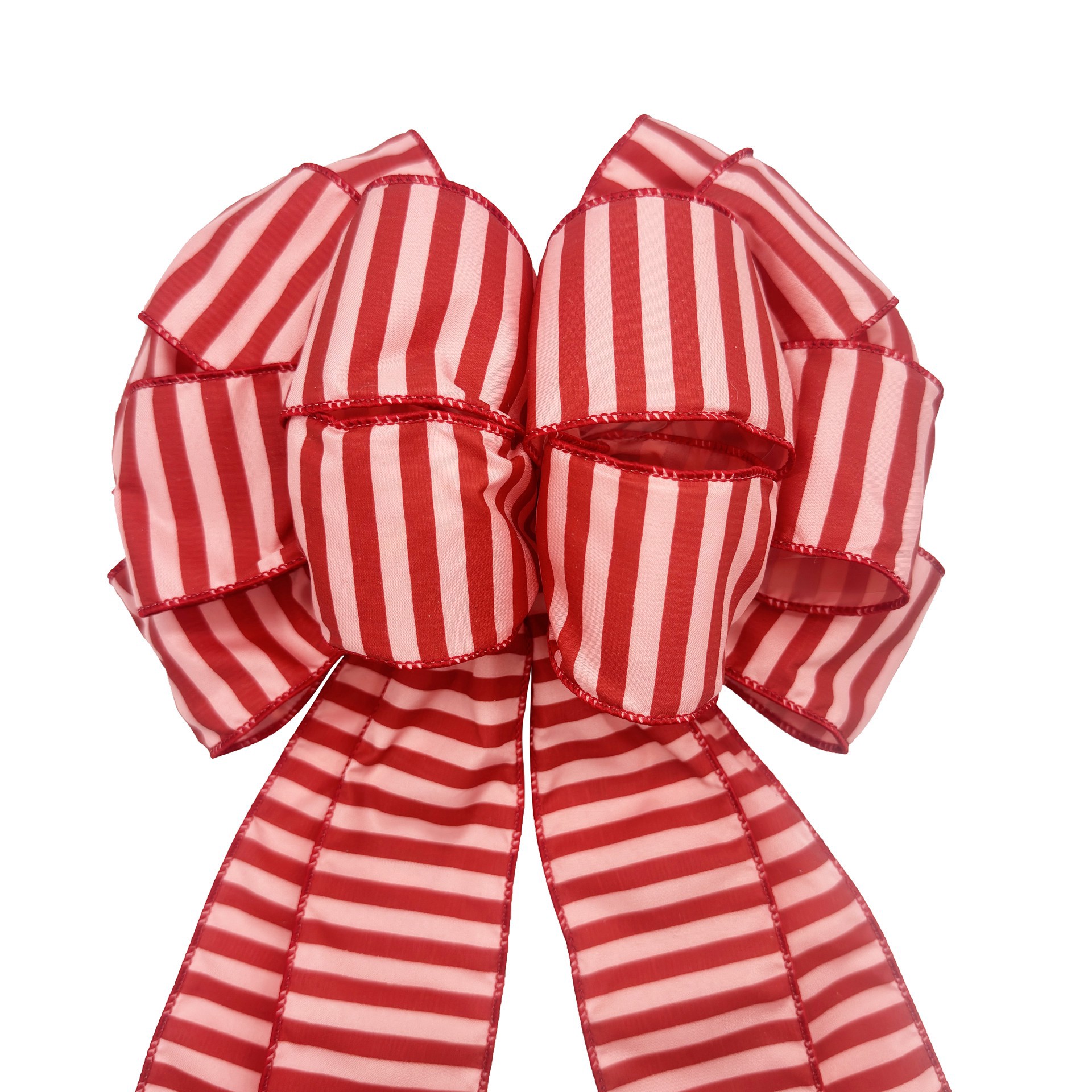 slide 3 of 4, 20.5" Pink & Red Stripes Holly Jolly Tree Bow By Celebrate It, 11 in x 20.5 in