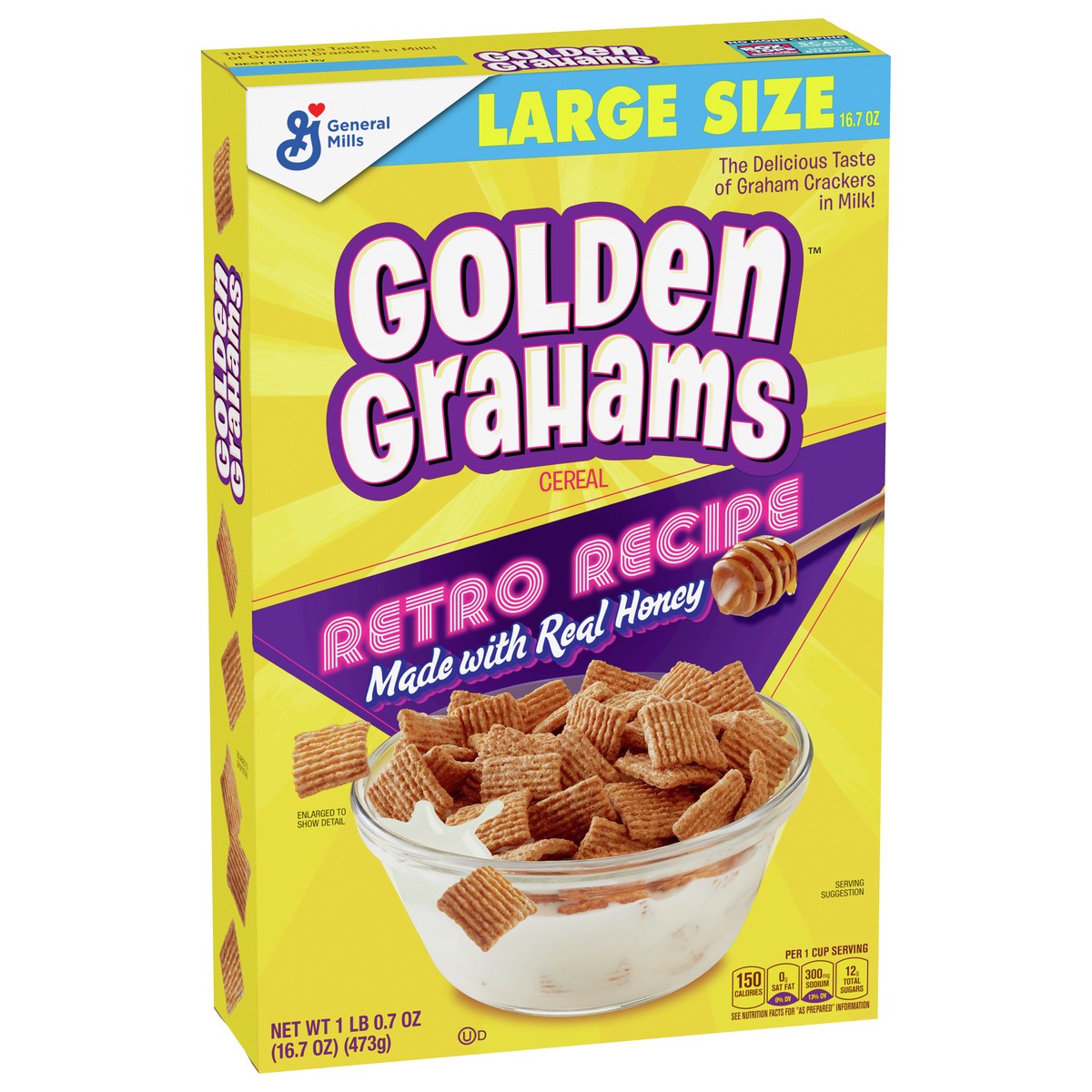 slide 3 of 9, Golden Grahams Breakfast Cereal, Graham Cracker Taste, Whole Grain, Large Size, 16.7 oz, 16.7 oz