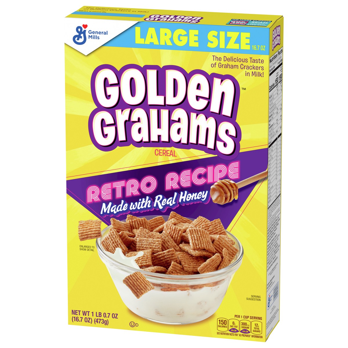 slide 4 of 9, Golden Grahams Breakfast Cereal, Graham Cracker Taste, Whole Grain, Large Size, 16.7 oz, 16.7 oz