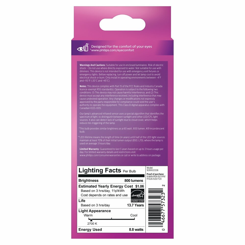 slide 2 of 2, Philips 8.8-Watt (60-Watt) A19 Led Light Bulbs, 1 ct