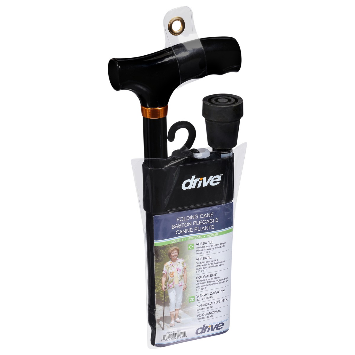 slide 2 of 9, Drive Medical Cane Folding Black - Each, 1 ct