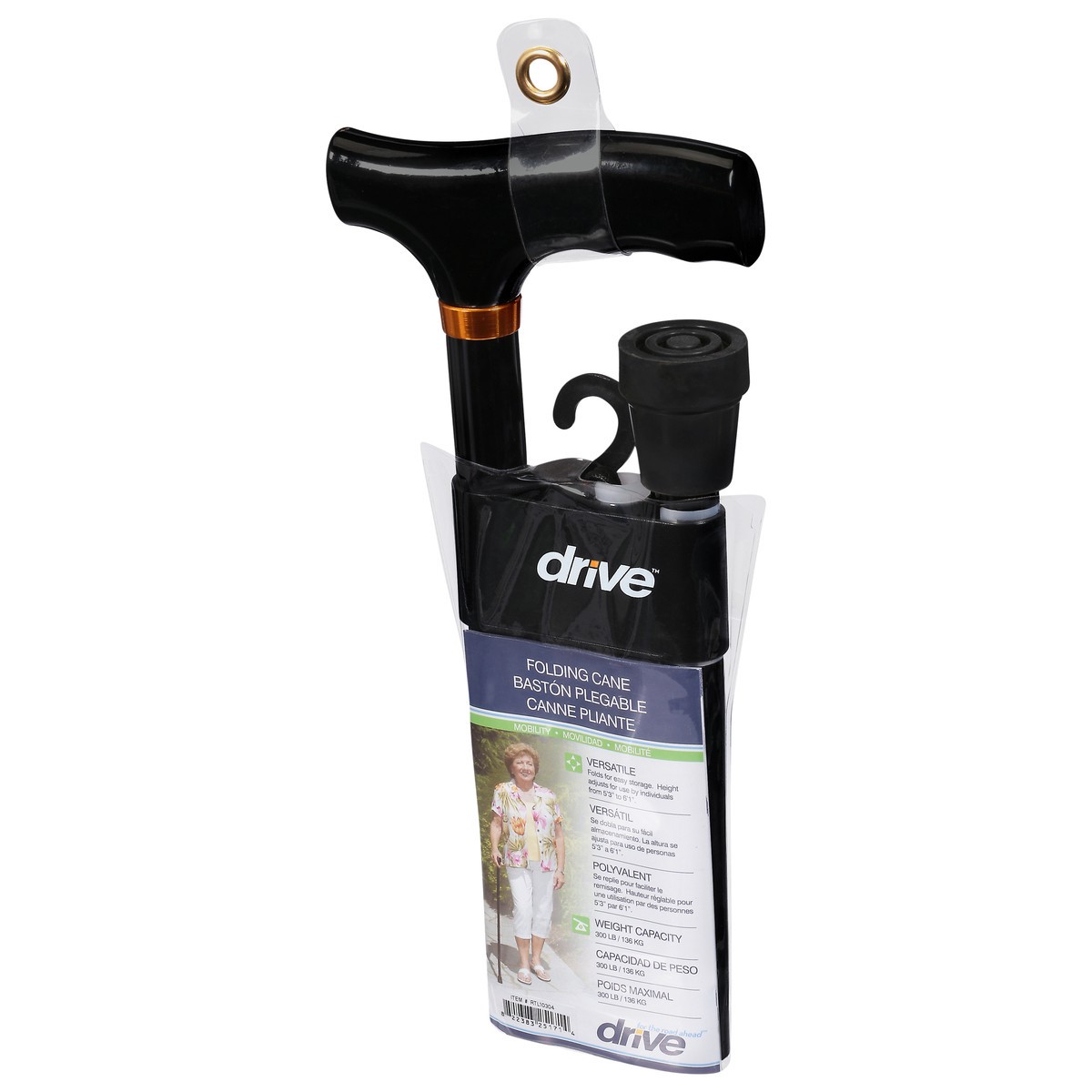 slide 3 of 9, Drive Medical Cane Folding Black - Each, 1 ct