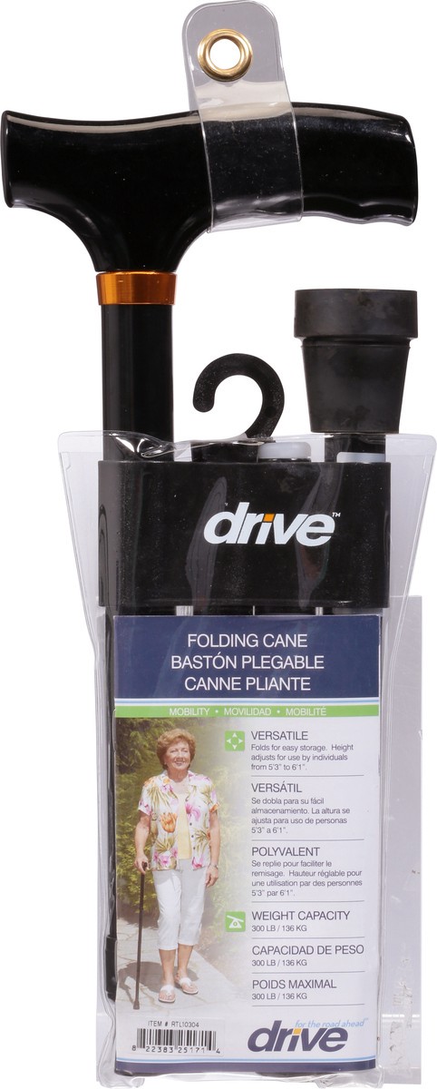 slide 6 of 9, Drive Medical Cane Folding Black - Each, 1 ct