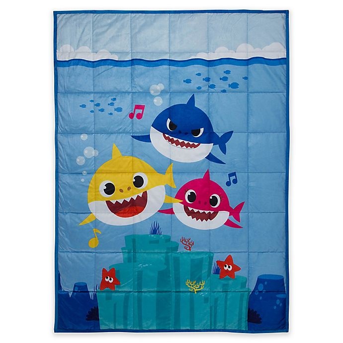 slide 1 of 6, Baby Shark Reversible Weighted Blanket, 36 in x 48 in