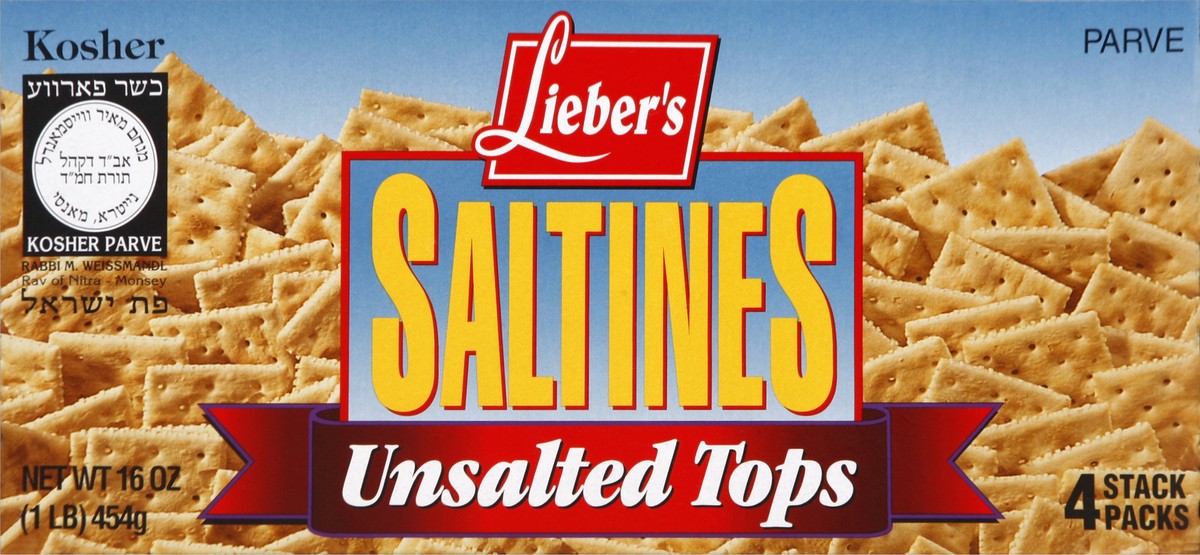 slide 3 of 4, Lieber's Liebers Saltines Unsalted Tops, 16 oz