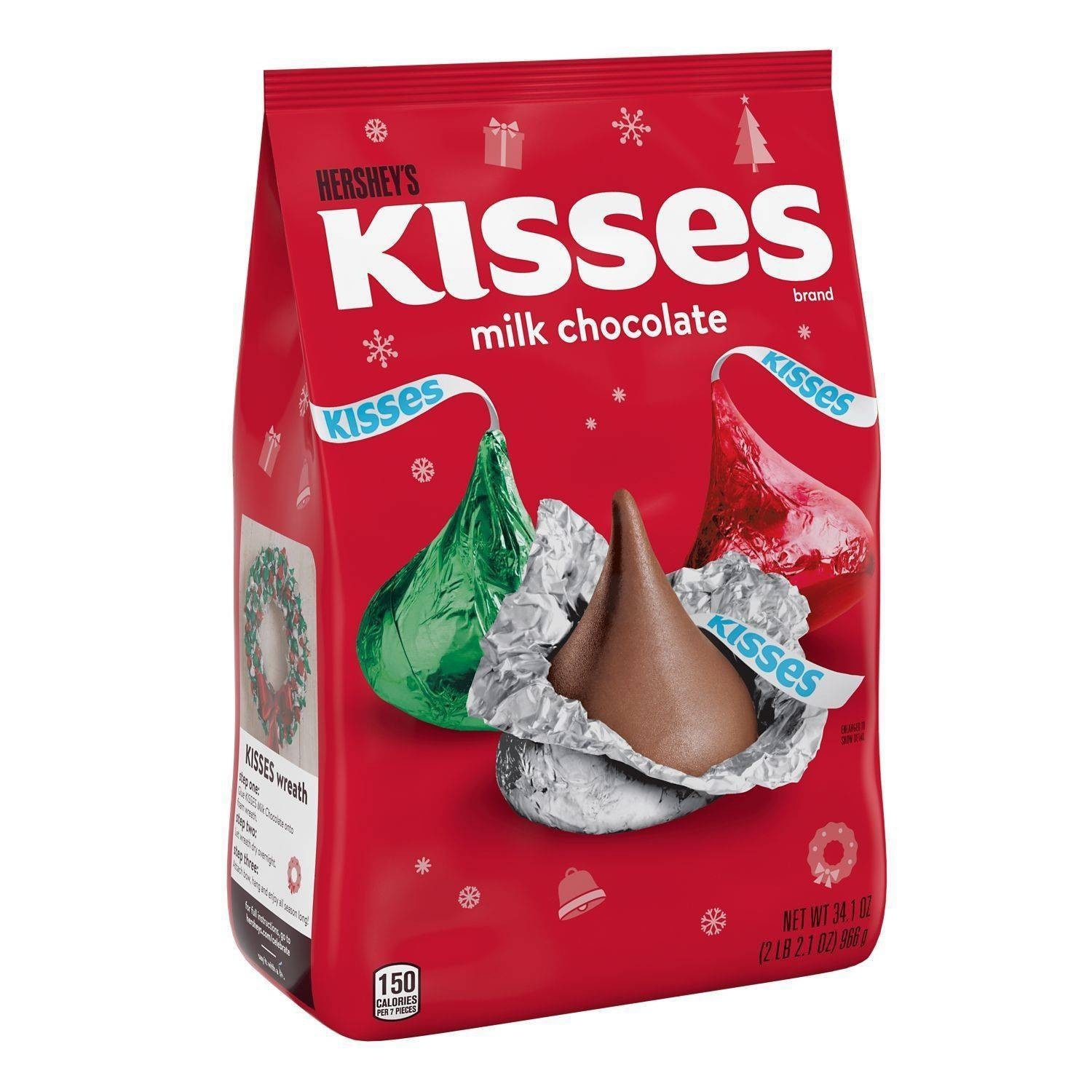 slide 1 of 1, Hershey's Kisses Holiday Milk Chocolate Candy, 34.1 oz
