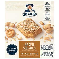 Quaker Baked Bars, Soft, Squares, Peanut Butter - 5 ct