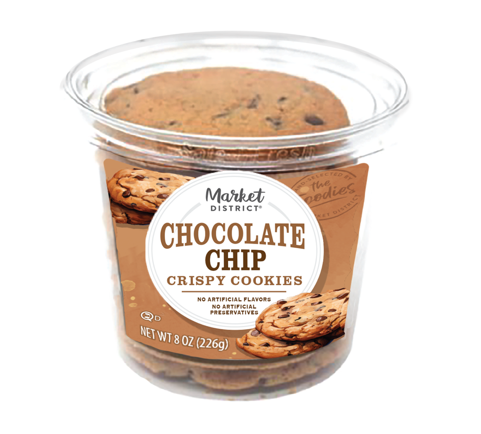 slide 1 of 1, Chocolate Chip Crispy Market District Cookies, 8 oz