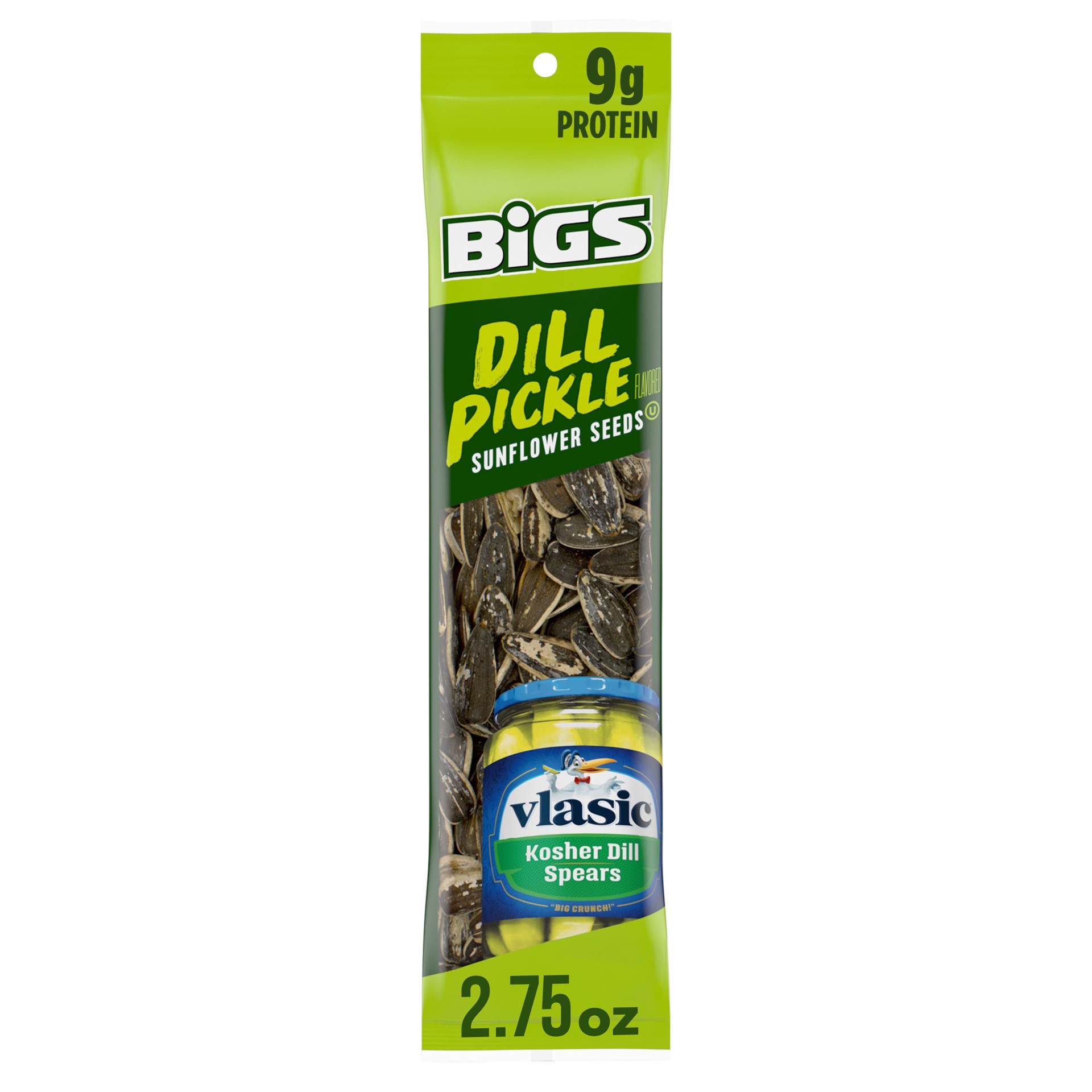 slide 1 of 5, Bigs Vlasic Dill Pickle Sunflower Seeds, Keto Friendly Snack, Low Carb Lifestyle, 2.75 oz. Bag, 2.75 oz