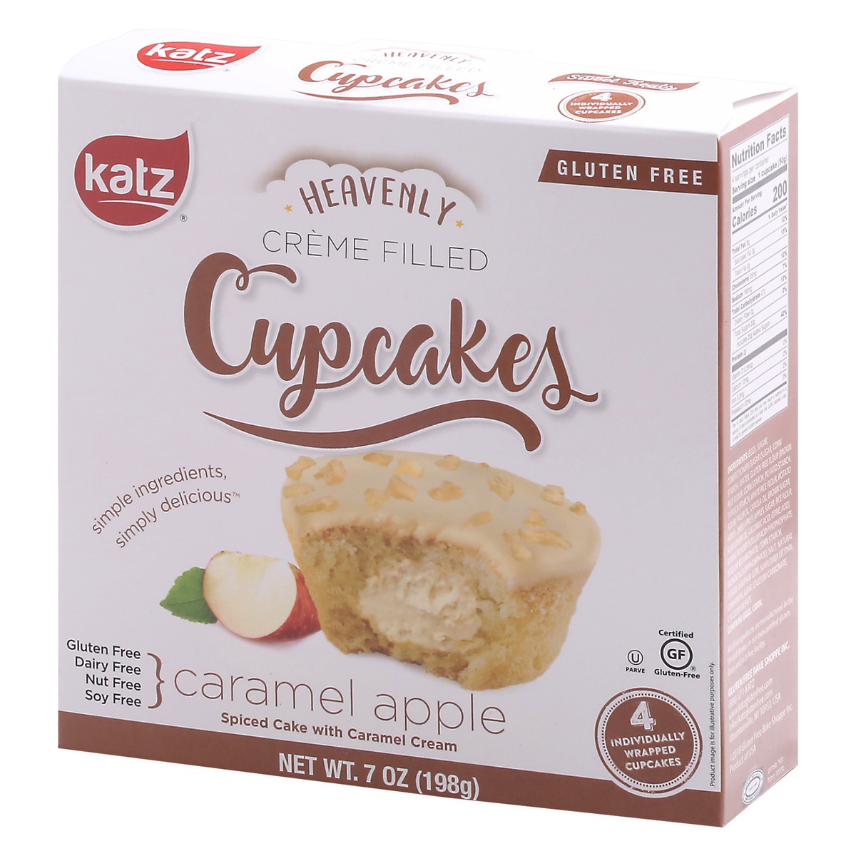 slide 9 of 12, Katz Creme Filled Caramel Apple Cupcakes 4 ea,