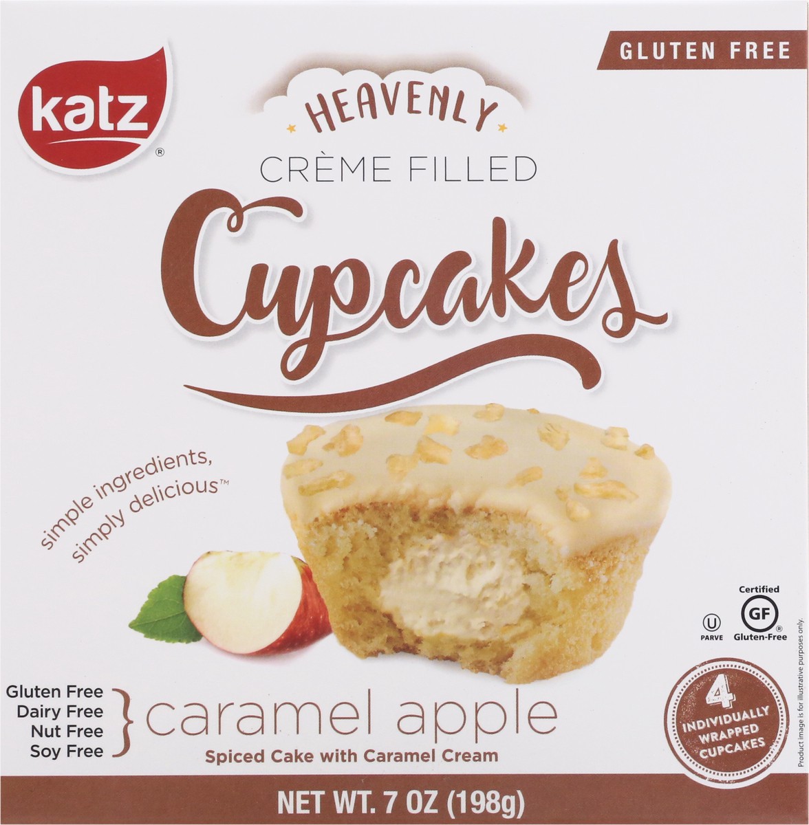 slide 1 of 12, Katz Creme Filled Caramel Apple Cupcakes 4 ea,