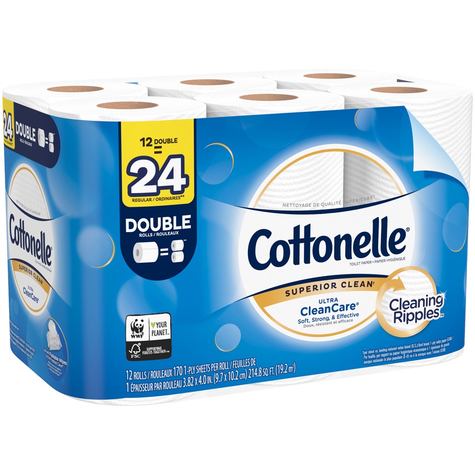 slide 2 of 3, Cottonelle Clean Care Double Rolls, 12 ct