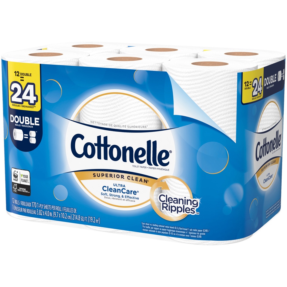 slide 3 of 3, Cottonelle Clean Care Double Rolls, 12 ct