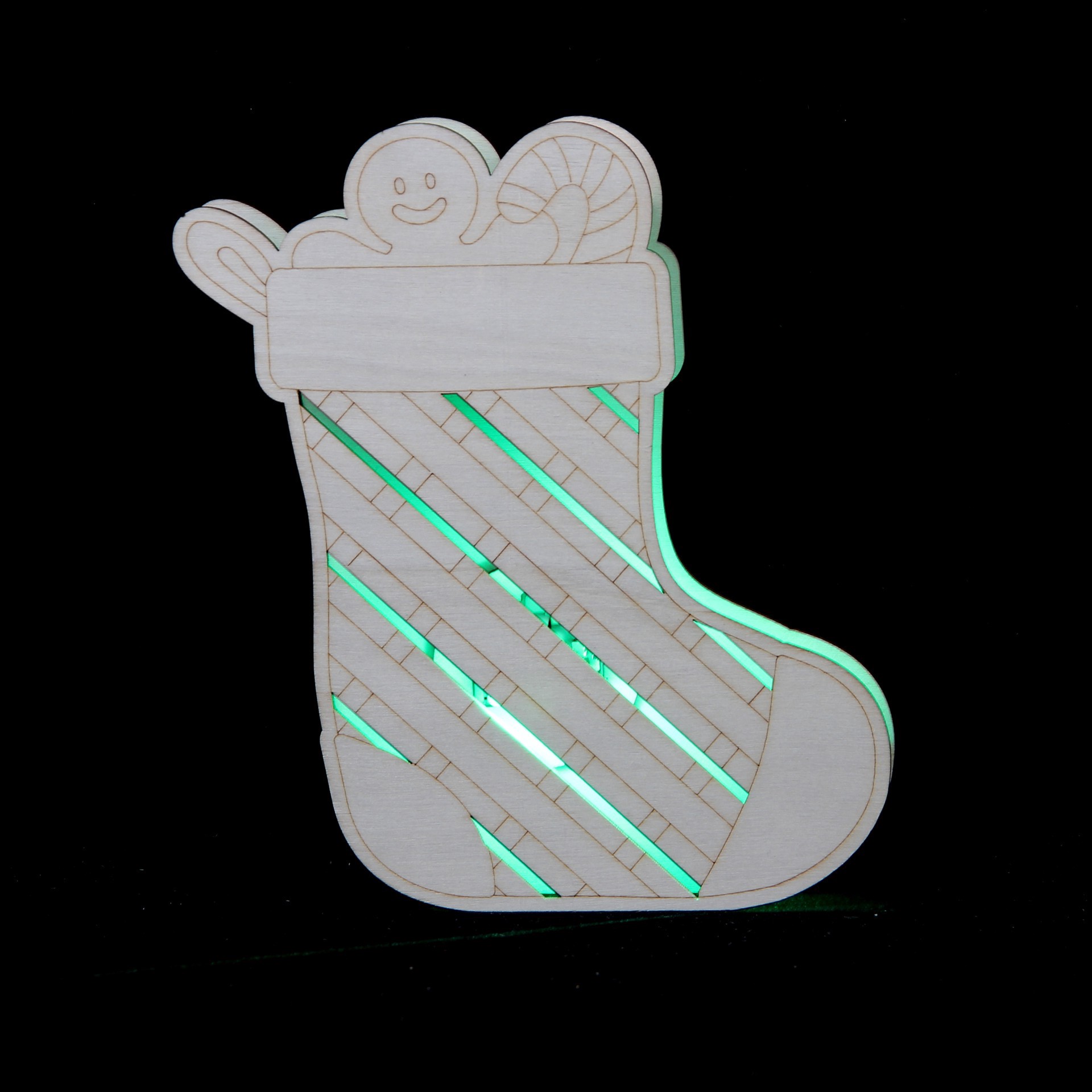 slide 3 of 3, 6.5" Unfinished Stocking Diy Led Wood Decor By Make Market, 5.87 in x 6.5 in x 1.18 in