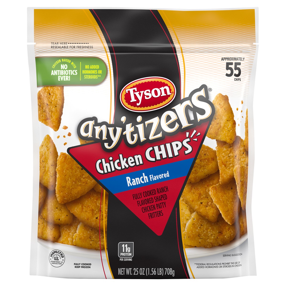 slide 7 of 9, Tyson Any'tizers All Natural* Ranch Flavored Chicken Chips (Frozen), 708.74 g