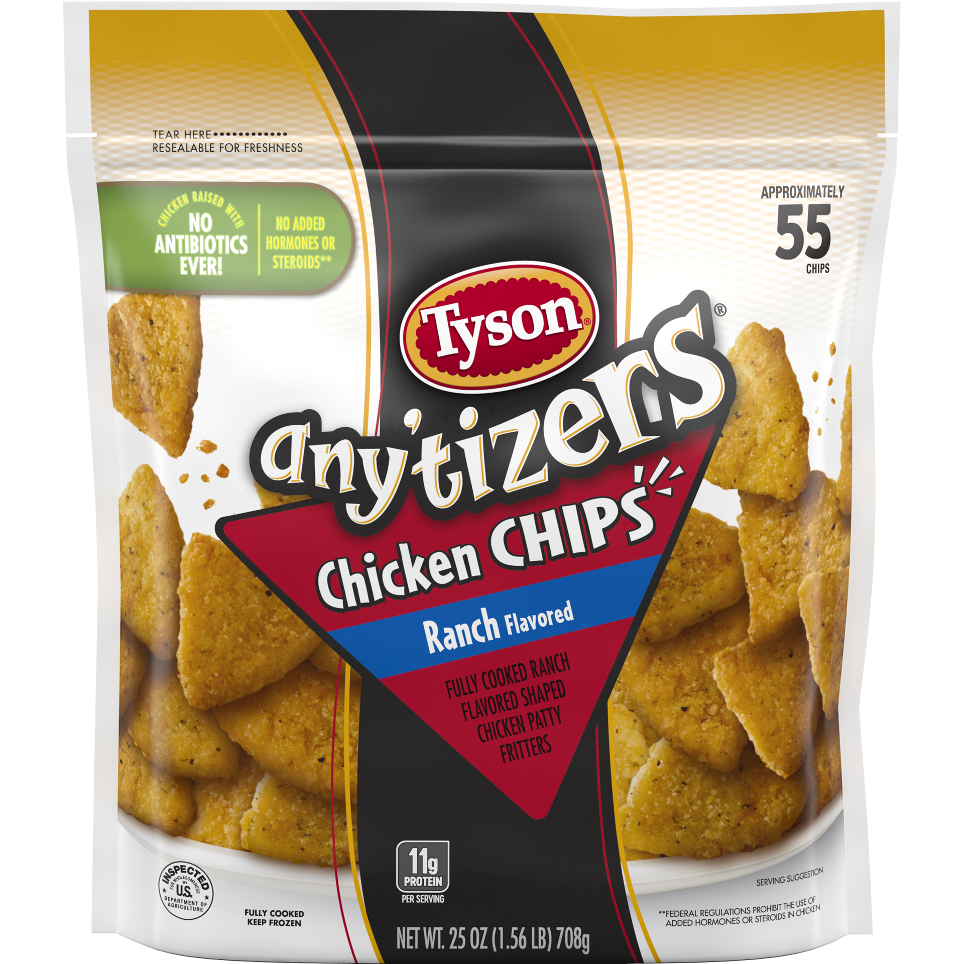 slide 1 of 9, Tyson Any'tizers All Natural* Ranch Flavored Chicken Chips (Frozen), 708.74 g