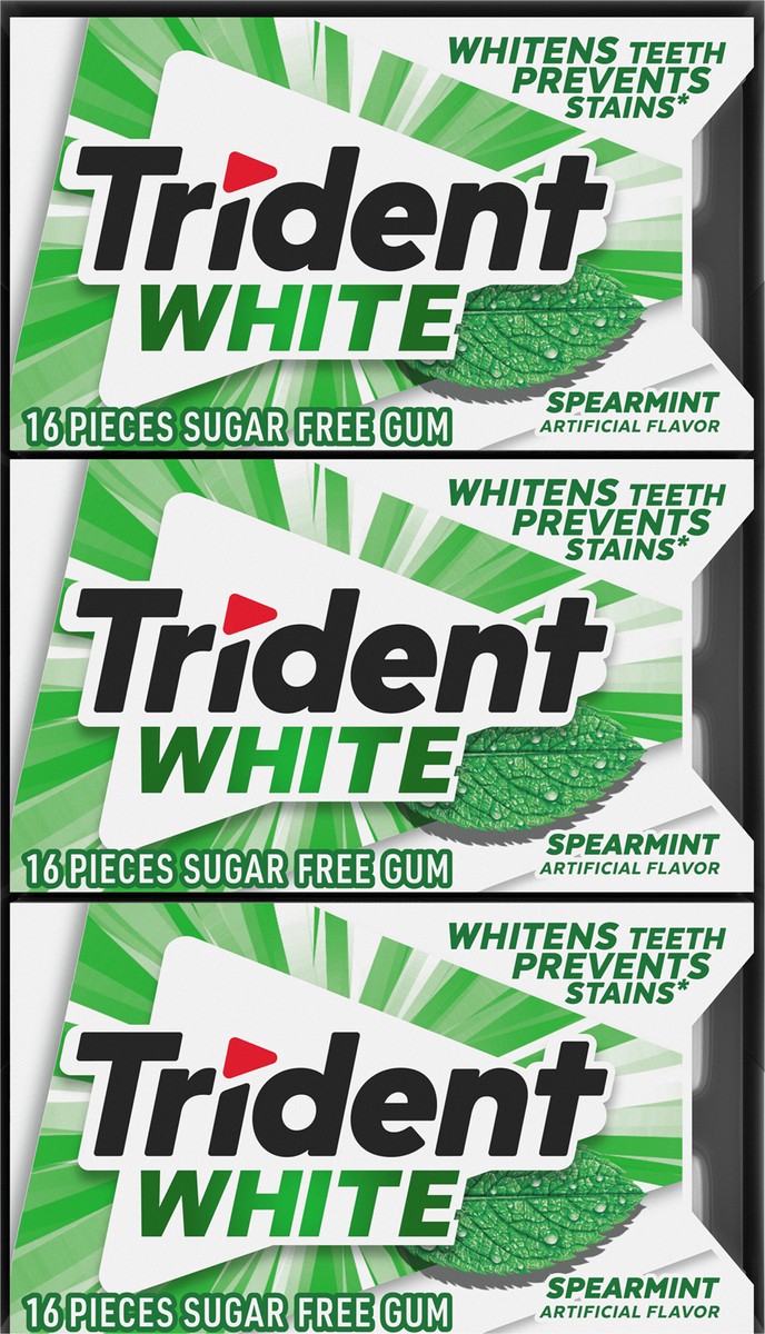 slide 2 of 9, Trident White Spearmint Sugar Free Gum, 9 Pack of 16 Pieces (144 Total Pieces), 7.16 oz