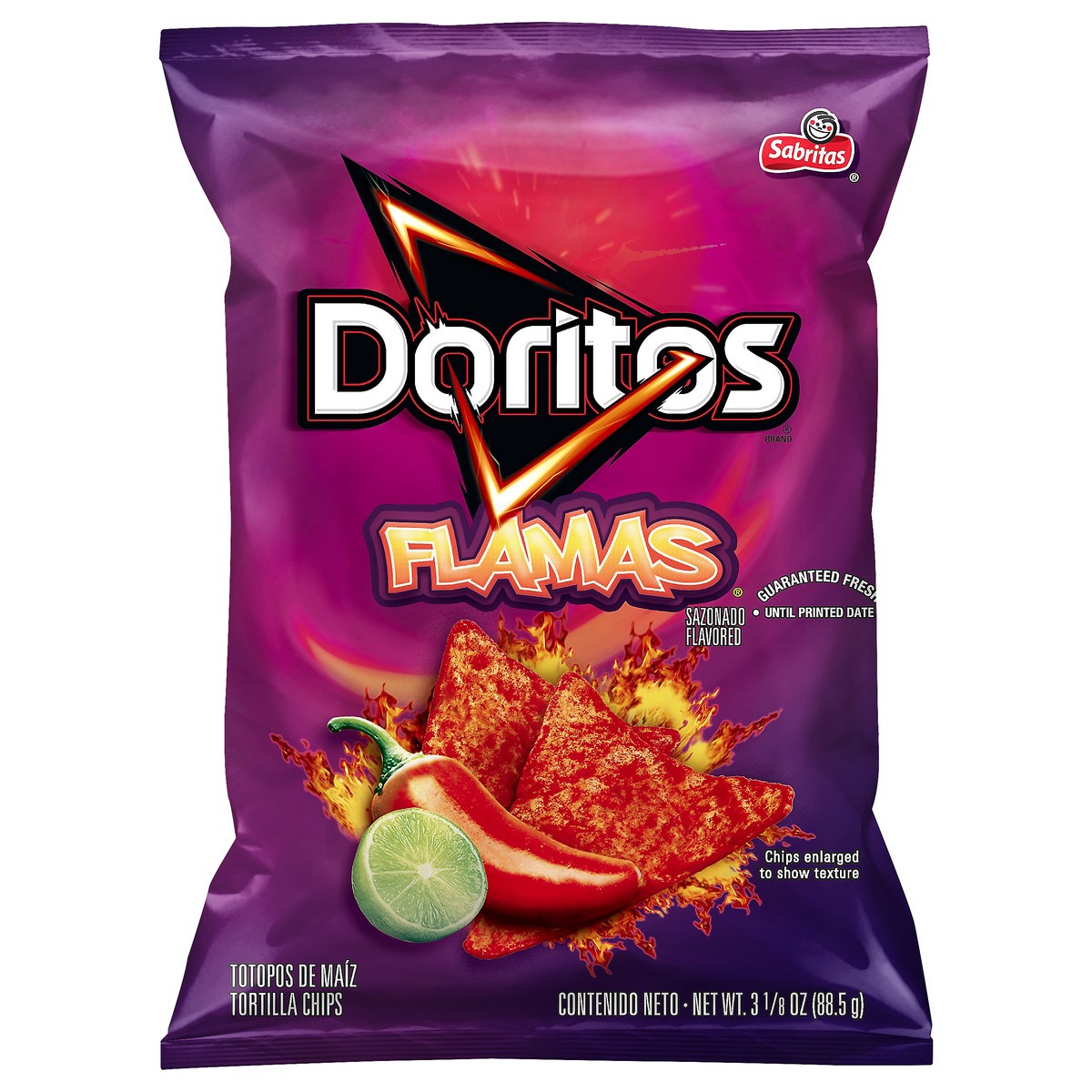 slide 1 of 7, Doritos Flamas Sazonado Flavored Tortilla Chips 3.125 oz, 3.125 oz