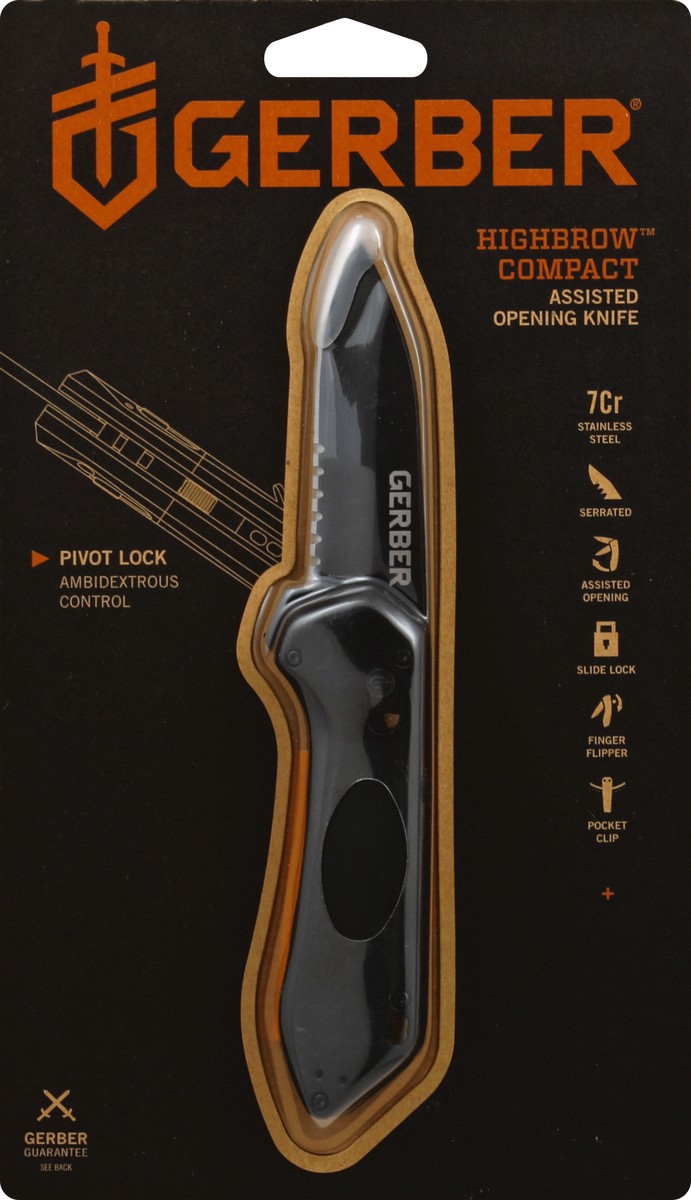 slide 2 of 6, Gerber Highbrow Compact Serrated Knife Black, 1 ct