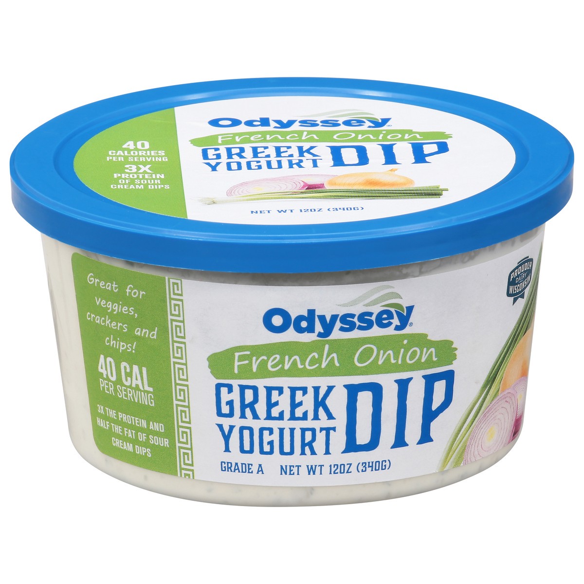 slide 1 of 3, Odyssey Greek Yogurt French Onion Dip 12 oz, 12 oz