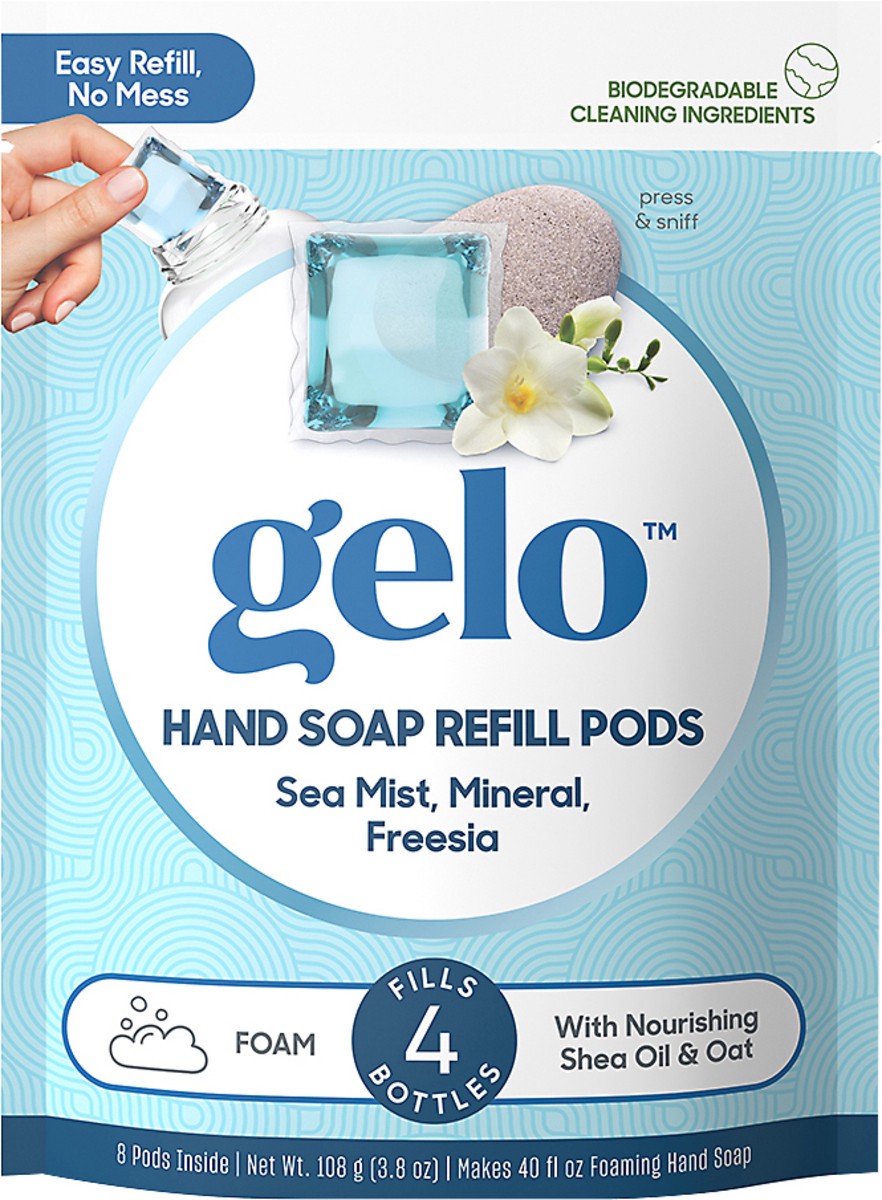 slide 3 of 4, Gelo Sea Mist, Mineral, Freesia Hand Soap Refill Pods 8 ea, 8 ct