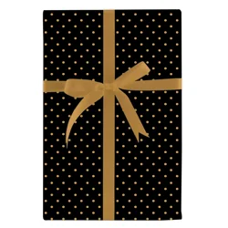 Design Design Gold Swiss Dots Black Gift Wrap Roll