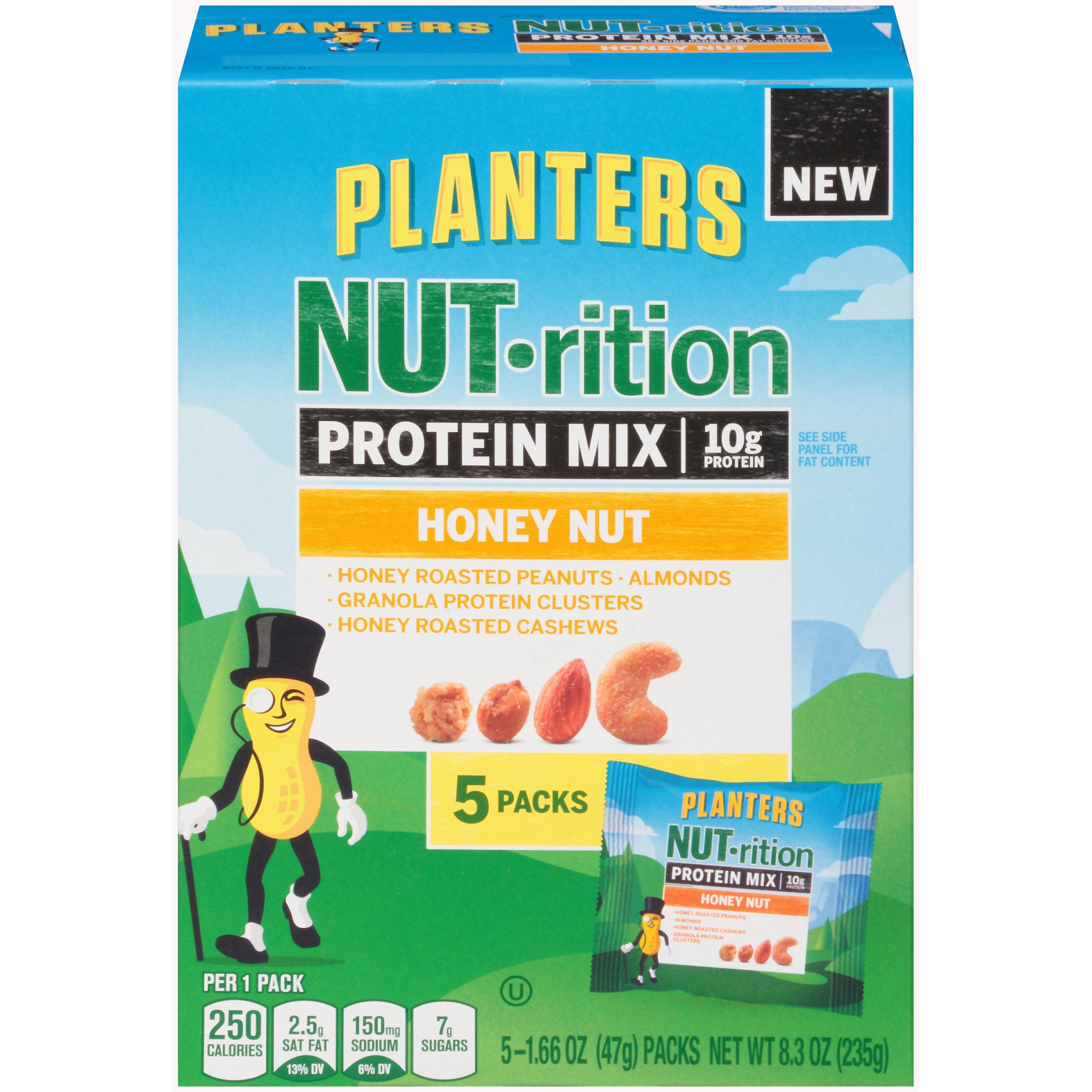 slide 1 of 6, Planters NUTrition Honey Nut Protein Mix, 5 ct; 8.3 oz