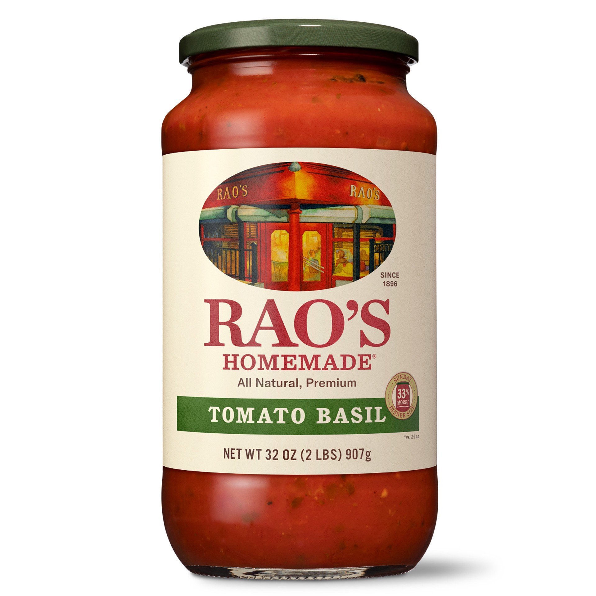 slide 1 of 2, Rao's Homemade Tomato Sauce | Tomato Basil | 32 oz | Versatile Pasta Sauce | Carb Conscious, Keto Friendly | All Natural | Premium Quality | Made with Slow-Simmered Italian Tomatoes & Basil, 12 oz