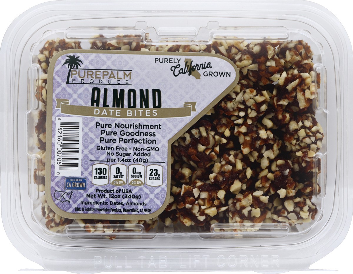 slide 1 of 1, PurePalm Produce Pure Palm Produce almond date bites, 12 oz