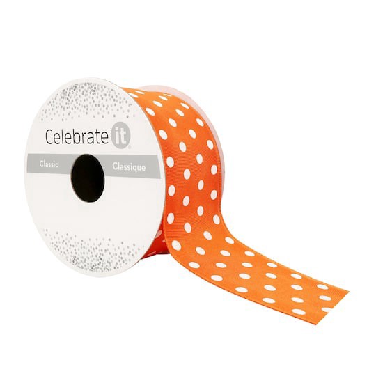 slide 1 of 4, 1.5" X 3yd. Sheer Wired Polka Dot Ribbon By Celebrate It, 1.5 in x 3 yd