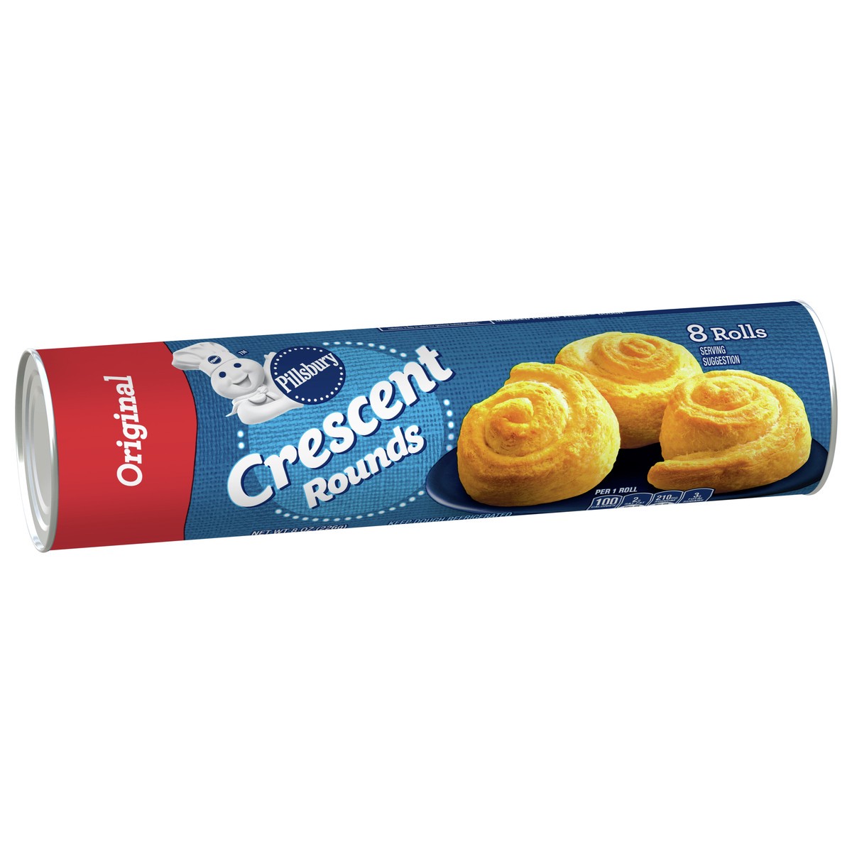 slide 5 of 9, Pillsbury Crescent Rounds, Original Refrigerated Canned Pastry Dough, 8 Rolls, 8 oz, 8 ct